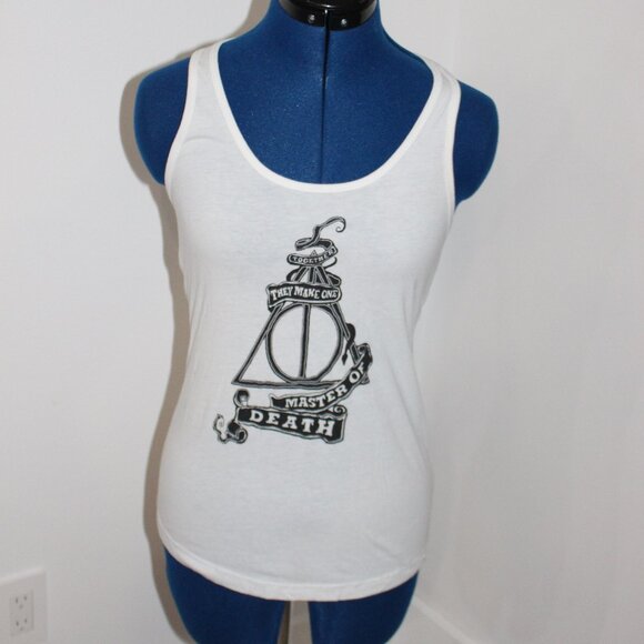 Harry Potter Small Tank Top White Deathly Hallows - Picture 1 of 3